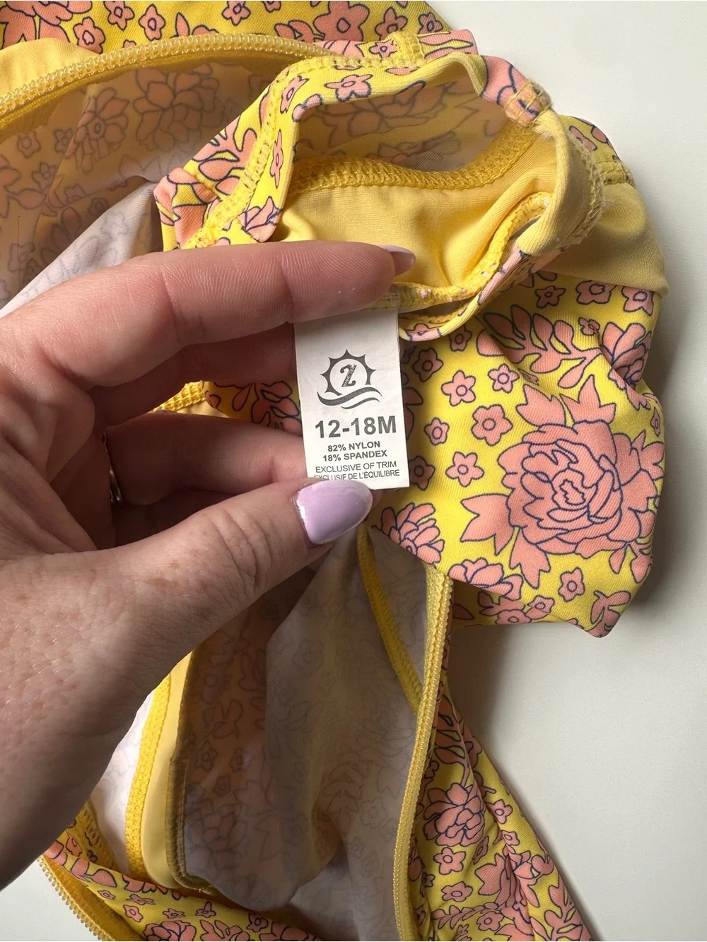 SwimZip Yellow Ditsy Floral Long Sleeve Sunsuit Romper UPF 50+ 12-18m